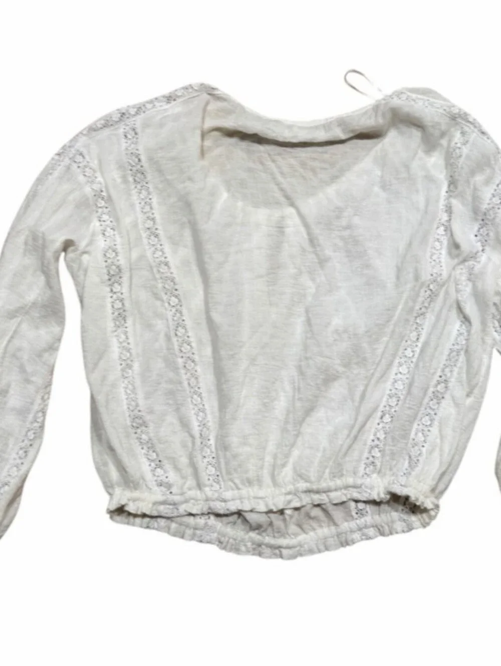 Free People Maria Maria White Top Drawstring Neck Sz M Like New